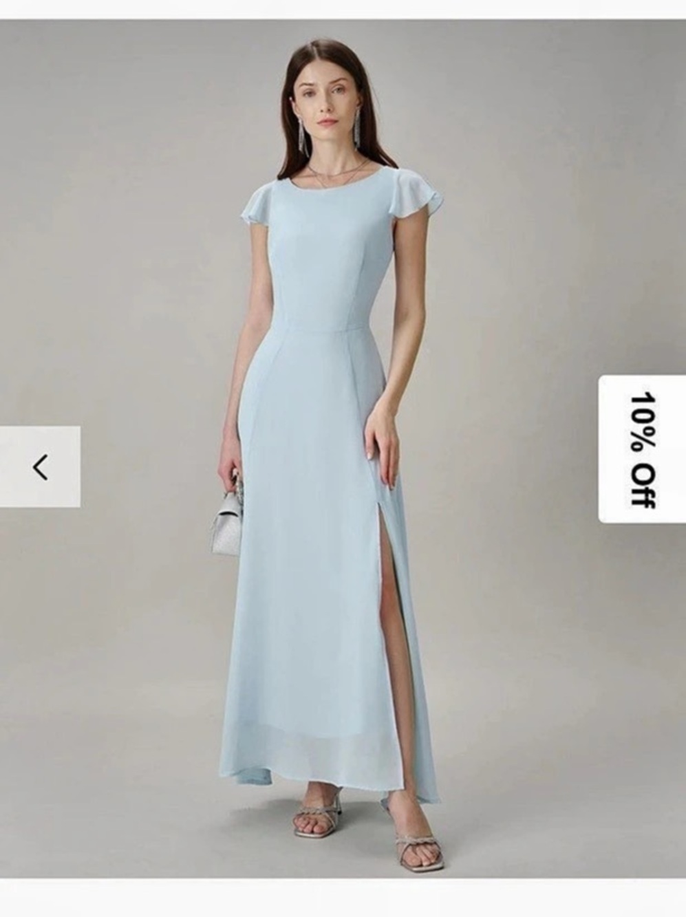 RIHOAS The Blue Puff Sleeve Cutout Slit Maxi Dress